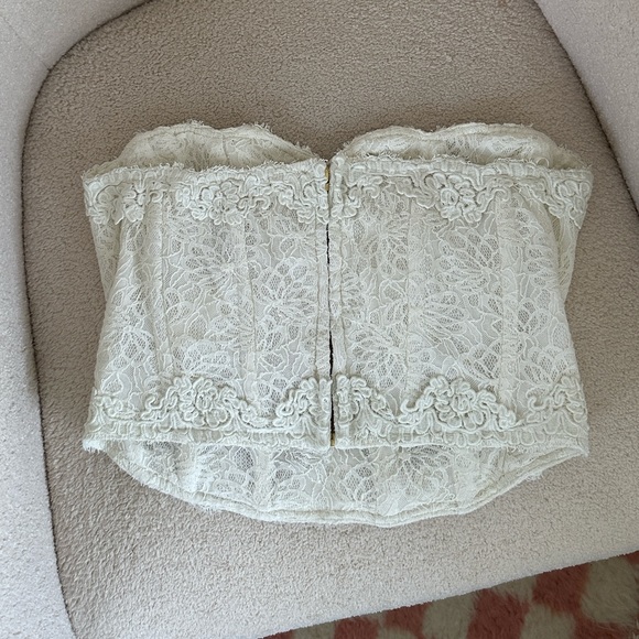 NWT LoveShackFancy Arno Bustier Lace Corset Top - Antique White - Picture 7 of 16
